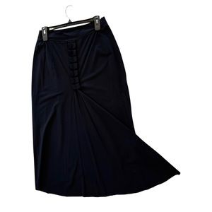 Schella Kann 2 Black Mid-Length Skirt w/ Asymmetric Hem